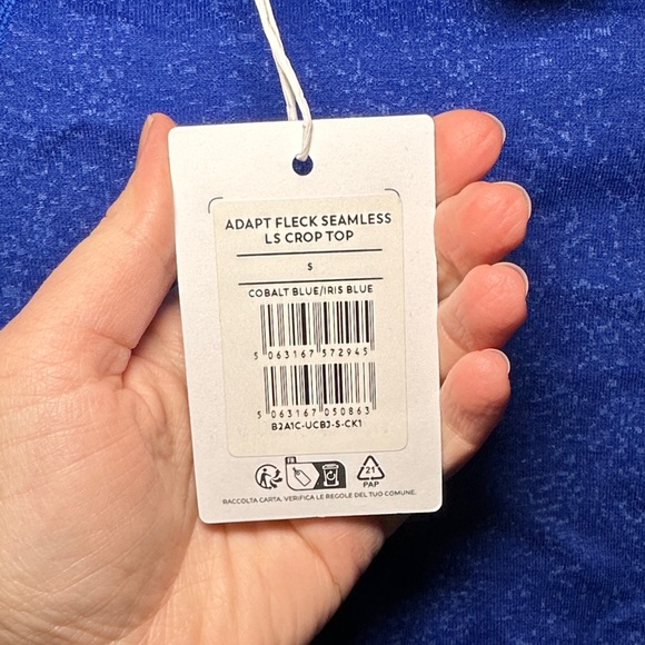 Gymshark Adapt Fleck Seamless Blue Long Sleeve Crop Top - Picture 5 of 9